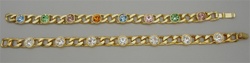 Bracelets with Colored and Clear Crystal Stones, Gold Plated, 6pc assorted set in a package