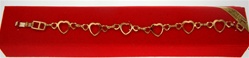 Open Heart Link Bracelets, 7.5", Gold Plated