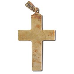 Genuine Fossilized Marble Cross Charm