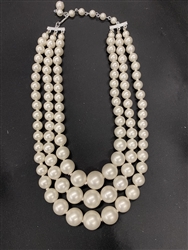 White pearl graduated necklace  14"-15-16" with 3" extender