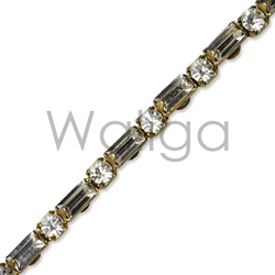 Crystal Round and Crystal Baguette - Rhinestone Chain